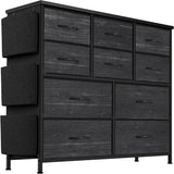 Garvee Cómoda para dormitorio con 10 cajones, estructura de acero resistente, madera impermeable, ajuste de pies para sala y habitación