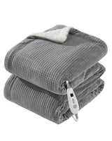 Garvee Manta Eléctrica 180x200cm Con 6 Niveles Y Temporizador 10h, Flanela Suave, Protección Contra Sobrecalentamiento, Lavable, Enchufe Europeo, Ideal Para Invierno - Gris enchufe europeo