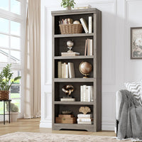 Garvee Estantería de Granja Alta 191cm con 2-6 Niveles Ajustables, MDF Resistente, Diseño Elegante, Antivuelco, para Sala y Oficina, Negro