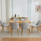 Garvee Sillas De Comedor Juego De 6 Tela Moderna Respaldo Ergonómico Curvado Patas Roble Macizo Gris Para Cocina Y Oficina