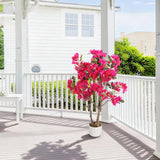 Garvee Árbol Artificial de Buganvilla de 100 cm con Doble Rama y Tallo de Aspecto Natural Planta Decorativa con Maceta para Hogar y Terraza, Rosa - Tutor Ecológico