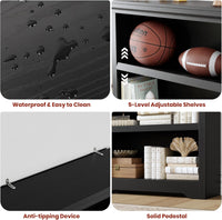 Garvee Estantería de 5 niveles ajustable 175cm de alto, MDF resistente, negra, para sala y oficina