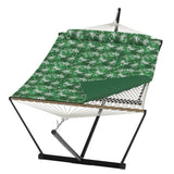 Garvee Hamaca Doble con Soporte de Acero Resistente, Cama Acolchada de Poliéster Portátil para Camping y Jardín, Capacidad 204kg Verde Hojas de Plátano - Verde