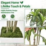 Garvee Drachenbaum Artificial 180cm Planta Tropical Realista con Hojas Ajustables y Maceta Blanca de Poliéster para Salón y Oficina - Verde 1.83 m