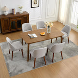 Garvee Juego de 6 Sillas de Comedor Tapizadas en Lino con Patas de Madera de Caucho y Respaldo Ergonómico para Cocina y Restaurante Gris - Gris