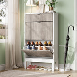Garvee Mueble Zapatero Estrecho con 3 Puertas Trampón y Cajón para Recibidor y Entrada