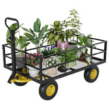Garvee Carro de Jardín de Acero 544 kg 3-en-1 con Neumáticos Todo Terreno 33 cm y Mango Giratorio 180° para Uso Exterior - Negro & Amarillo