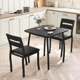 Garvee Conjunto de Comedor de 3 Piezas para 2 Personas, Mesa Compacta de MDF con Sillas Tapizadas en PU, 74 x 74 cm, para Apartamentos Pequeños, Negro - Negro