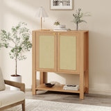Garvee Gabinete Organizador de Zapatos de Ratán 40in, Estantes Ajustables, Madera de Ingeniería, Tono Roble Oscuro, Para Entrada y Sala - Roble Oscuro