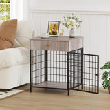 Garvee Jaula Para Perros Pequeños Moderna Gris - Mueble Con Cajón Y Puerta Con Cerradura - Metal Resistente A Mordeduras - Ideal Para Interiores 19.7x22.8x26.8in