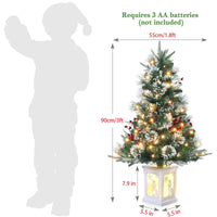 Garvee Árbol de Navidad Mini 90cm con Muñeco de Nieve, LED Blanco Cálido y Base Blanca, Decoración Festiva Preiluminada para Hogar y Oficina, 2 Paquetes