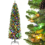 Garvee Árbol de Navidad 230cm con soporte metálico resistente para hogar y oficina, material duradero, diseño clásico color verde - Polvo Antiadherente con Piña de Pino Roja 350 Luz Bicolor, Norma Europea