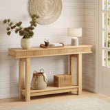 Garvee Mesa Consola Recibidor Estilo Farmhouse de 140 cm Mueble de Entrada Rústico de Madera MDF Madera Natural - Madera Natural