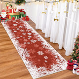 Garvee Alfombra Navidad romántica 60x180cm copos nieve rojos antideslizante microfibra suave lavable salon cocina - Rojo