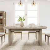 Garvee Mesa de Comedor Ovalada 180 cm para 6-8 Personas con Base de Madera Robusta, Estilo Granja, MDF Resistente, Fácil de Montar, Ideal para Cocina y Sala, Marrón Rústico - Gris