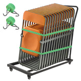 Garvee Carro para Sillas Plegables con Ruedas, Capacidad 136 kg, Estructura Metálica Resistente, Ideal para Eventos, 108 cm, Negro