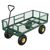 Garvee Carro de Jardín 408 kg con Lados de Malla Removibles, Manijas Ajustables, Neumáticos 25 cm, Acero Resistente, Versátil para Jardín y Camping - Verde