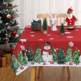 Garvee Mantel de Navidad Impermeable con Muñeco de Nieve para Decoración de Mesa, Rojo, 137 × 274 cm - Rojo