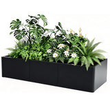 Garvee macetero metálico grande  136x52cm con esquinas redondeadas para jardín y patio, acero resistente, Diseño Abierto, ensamblaje rápido, Color Metálico - 