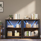 Garvee Estantería con Luz LED, 3 Niveles, Color Vintage, para Dormitorio y Oficina