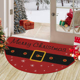 Garvee Alfombra de Navidad Roja Halbrund Antideslizante Duradera Poliéster y Jute Imitación 40x60 cm