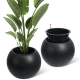 Garvee Macetas Redondas Autorriego con Monitor de Nivel de Agua y Drenaje para Plantas de Interior y Exterior, Durable, Diseño con Tanque Oculto, Patio y Oficina, Color Neutro - Punto Blanco