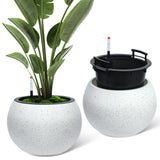 Garvee Macetas Redondas Auto-Riego Con Drenaje Integrado Y Monitor De Nivel De Agua Para Interior, Patio Y Oficina, Negro, Durable - Punto Negro