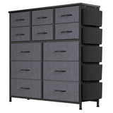 Garvee Cómoda de 12 Cajones de MDF y Metal con Tela Catiónica para Dormitorio y Salón Gris Oscuro - Gris