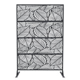 Garvee Panel de Ocultación Metálico para Jardín y Terraza, Pantalla de Privacidad Exterior de Acero con Diseño de Hojas, Divisor de Ambientes 117x180cm - Negro （Hoja）