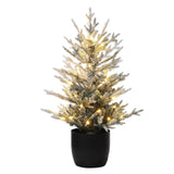 Garvee Árbol de Navidad Artificial Preiluminado 91 cm con 50 Luces LED Bicolor, Realista, PVC y PE, Base Maceta Negra, Ideal para Hogar y Oficina
