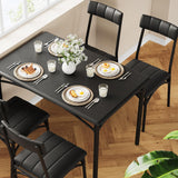 Garvee Conjunto De Comedor Para 4 Personas, Mesa Y Sillas Tapizadas, Estructura Metálica Resistente, Diseño Rústico Negro, Ahorro De Espacio, Ideal Para Apartamentos - Negro Rústico