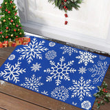 Garvee Felpudo Navidad Garvee 50x80cm rojo interior lavable felpudo entrada antideslizante estampado copos nieve azul 1900gsm 100% poliéster lino tejido grueso-fino - Azul