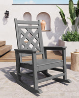 Garvee Silla Mecedora Sobredimensionada Adirondack HDPE Resistente al Clima para Patio y Jardín, 172 kg, Textura Madera