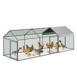 Garvee Gallinero de Metal Galvanizado Grande 3 Puertas 3 Compartimentos Cubierta Impermeable y Anti-UV Resistente y Fácil Montaje para Pollos Patos Conejos Jardín y Patio Color Galvanizado Natural 305 × 102 × 102cm - Plata