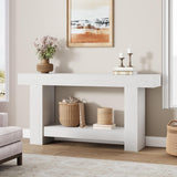 Garvee Mesa Consola Larga de 160 cm con Estructura de Marco Robusta Mueble Recibidor de 2 Niveles Estilo Rústico para Entrada, Salón y Pasillo, Blanco - Blanco antiguo