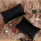 Garvee Fundas De Cojín De Terciopelo Con Borlas Para Sofá, 12x20, Negro, Juego De 2, Cojines Lumbar, Decoración Hogar