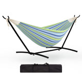 Garvee Hamaca Portátil con Bolsa de Viaje y Soporte de Acero Resistente Soporta hasta 204kg para 2 Personas en Camping o Playa Rayas Azul y Verde - Rayas Azules y Verdes