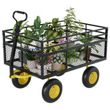 Garvee Carrito de Jardín de Acero 3-en-1 con Neumáticos Todo Terreno 33 cm y Mango Giratorio 180°, 635 kg, Reforzado - Negro & Amarillo