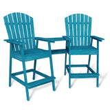 Garvee Sillas Adirondack Altas para Exterior con Bandeja Conectada y Reposapiés, Madera Maciza, Azul, Patio y Terraza, Set de 2 - Azul