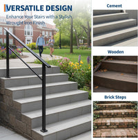 Garvee Pasamanos Largo de 5 Peldaños Pack de 2 Unidades Ajustable de Metal con Revestimiento de Polvo para Zonas Exteriores Negro
