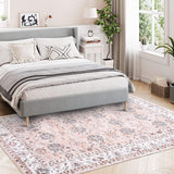 Garvee Alfombra Garvee vintage lavable interior exterior antideslizante resistente agua manchas sala estar dormitorio oficina casa 140x200cm rosa 1150gsm 100% poliéster chenille B base lavable plegable - Rosa
