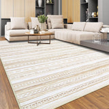 Garvee Alfombra grande 160x230cm suave antideslizante algodón geométrico marrón lavable para sala y oficina - Color Natural