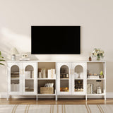 Garvee gabinete de Almacenamiento Blanco 2PCS con Puerta de Vidrio Ajustable para Sala Cocina Baño 100×40×80 cm