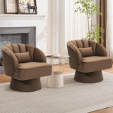 Garvee Silla Giratoria Moderna Barrel 360° Terciopelo Confort Acolchado Madera Estilo Mid-Century Salón Dormitorio - Café