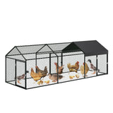 Garvee Gallinero de Tubo Galvanizado Cuadrado Grande 3 Puertas 3 Compartimentos Cubierta Anti-UV Resistente y Portátil para Pollos Patos Conejos Jardín y Exterior Color Pulverizado Negro 305 × 102 × 102cm - Negro