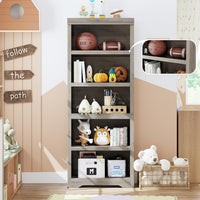 Garvee Estantería de Granja Alta 191cm con 2-6 Niveles Ajustables, MDF Resistente, Diseño Elegante, Antivuelco, para Sala y Oficina, Negro