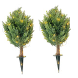 Garvee Set 2 Esferas de Cedro Artificiales 66cm Luces LED UV-Resistente Jardín Terraza Interior Verde - Con Luz