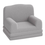 Garvee Sofá Infantil Convertible Sherpa con Diseño de Corona, Cojín de Espuma Alta Densidad, Ligero y Versátil para Sala o Cuarto de Juegos, 4 Colores Vibrantes - Grey
