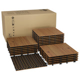 Garvee 22 Baldosas Entrelazadas de Madera de Acacia 30x30 cm, Suelos de Exterior Antideslizantes con Drenaje para Terraza, Balcón y Jardín, Marrón - Marrón
