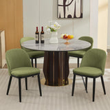 Garvee Sillas de Comedor de Madera Set de 4 Tapizadas en Lino Verde para Comedor y Sala Marco de Caucho 52 × 46 × 78 cm - Verde